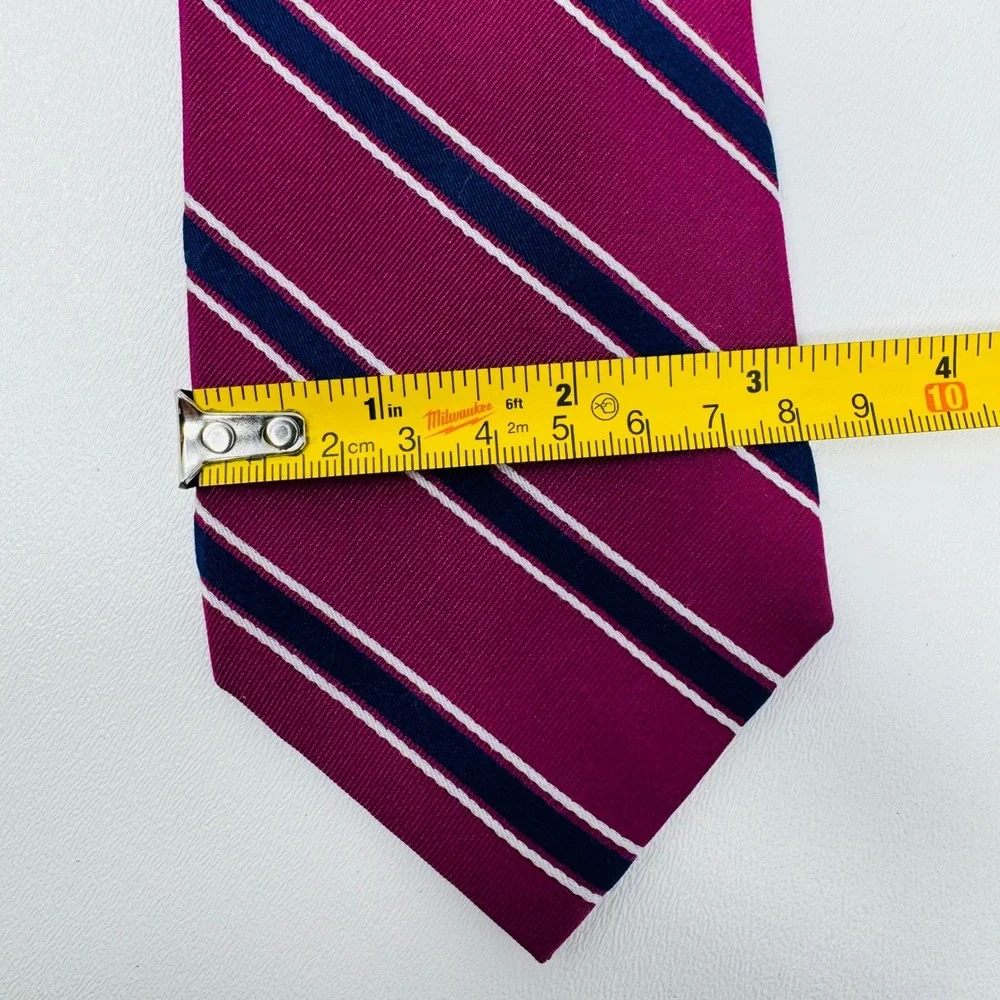 Lauren Ralph Lauren Mens Ripp Silk Striped Tie Magenta Navy White Hand‎ Made